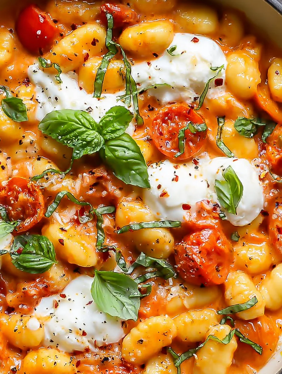 30 Minute Creamy Tomato Gnocchi with Burrata