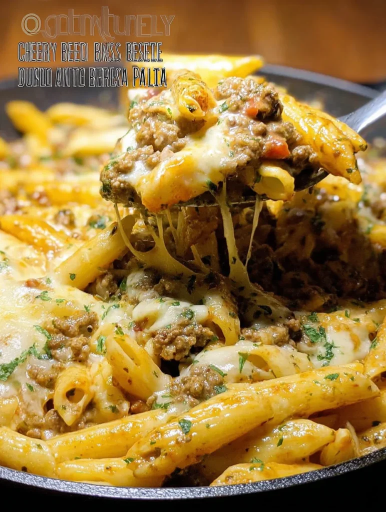 Cheesy Ground Beef Pasta Skillet