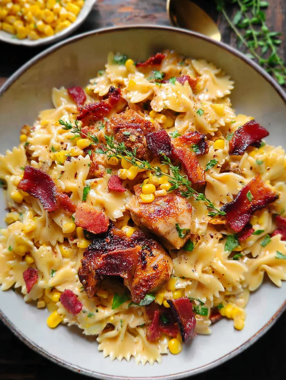 Creamy Chicken and Corn Pasta with Bacon