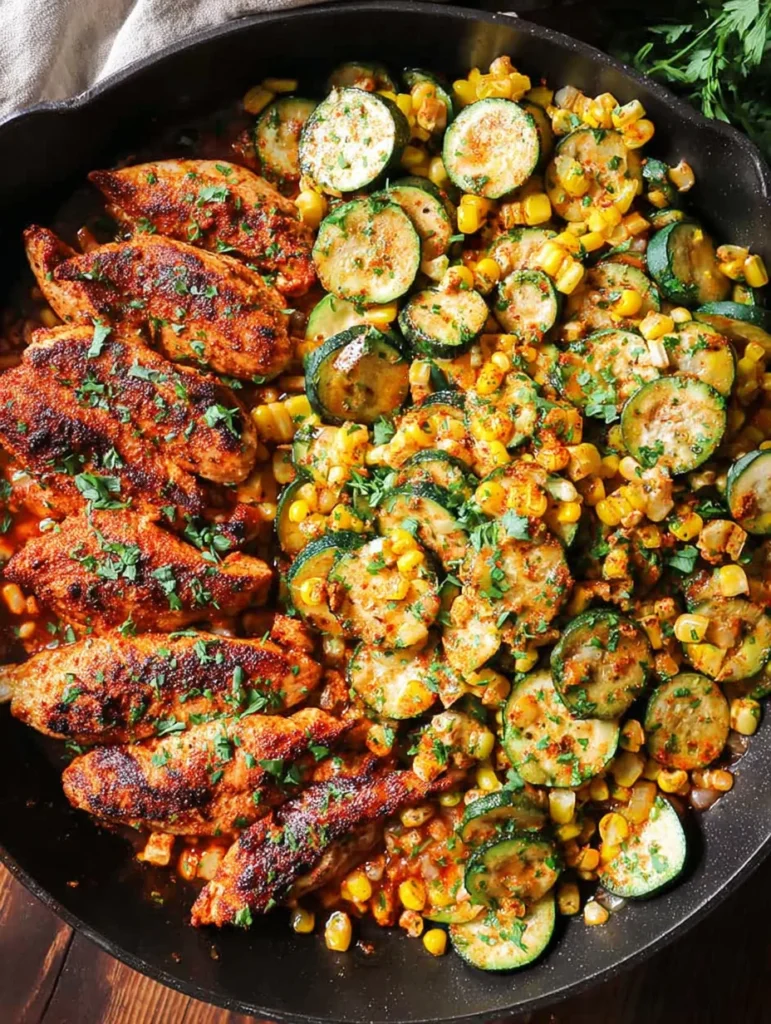 Garlic Butter Chicken with Zucchini and Corn - One-Pan, 30-Minute Meal
