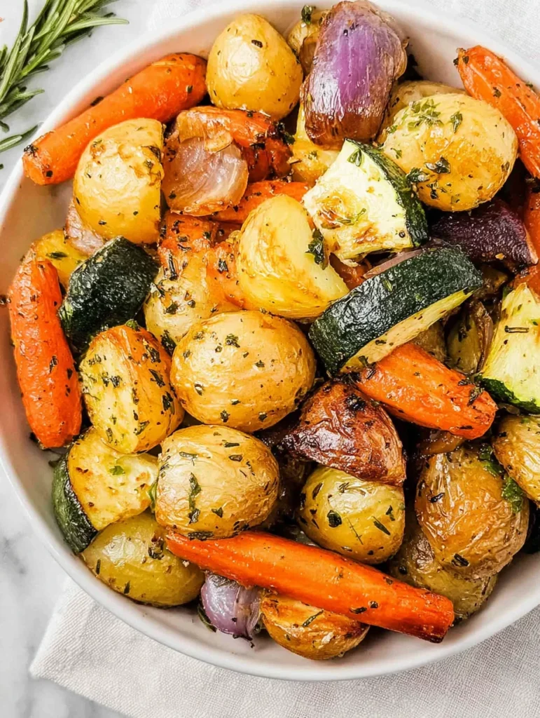 Garlic Herb Roasted Potatoes Carrots and Zucchini