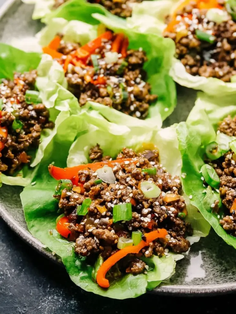 Asian Style Ground Beef Lettuce Wraps