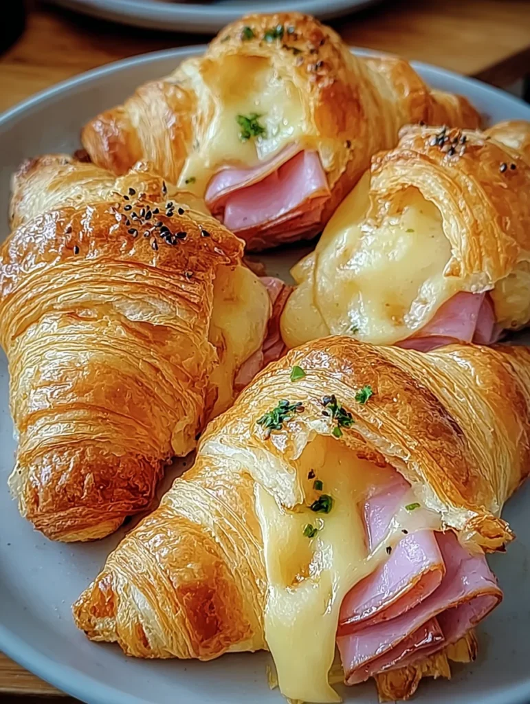 Baked Ham and Cheese Croissants