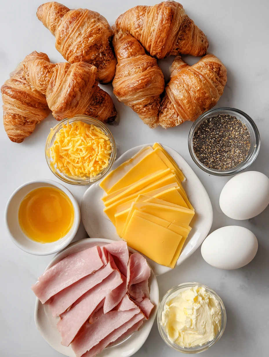 Baked Ham and Cheese Croissants