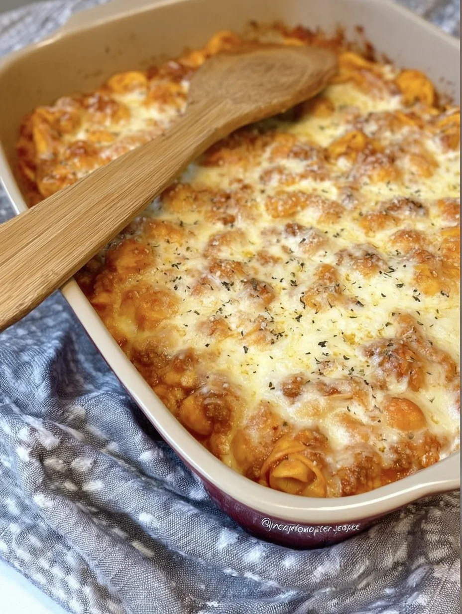 Cheesy Baked Tortellini Casserole With Meat Sauce