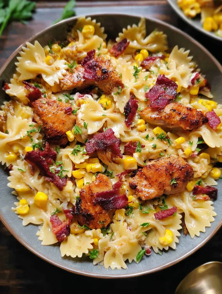 Creamy Chicken and Corn Pasta with Bacon