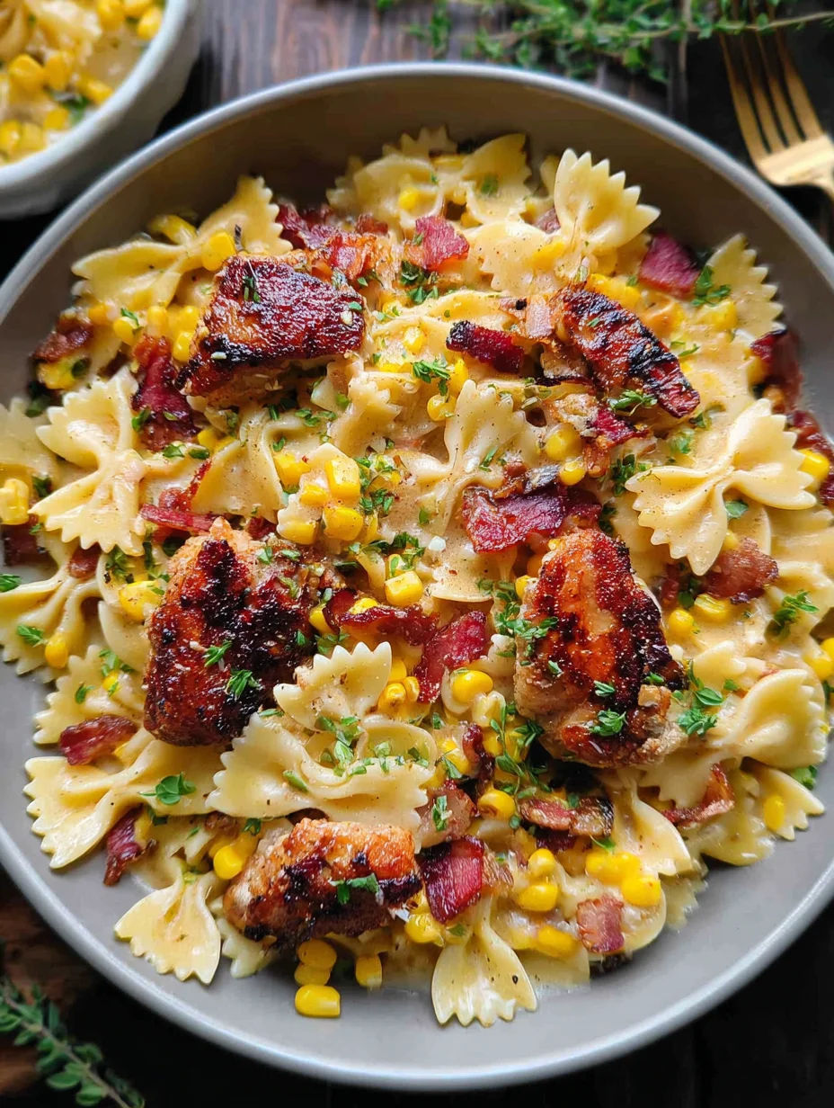Creamy Chicken and Corn Pasta with Bacon