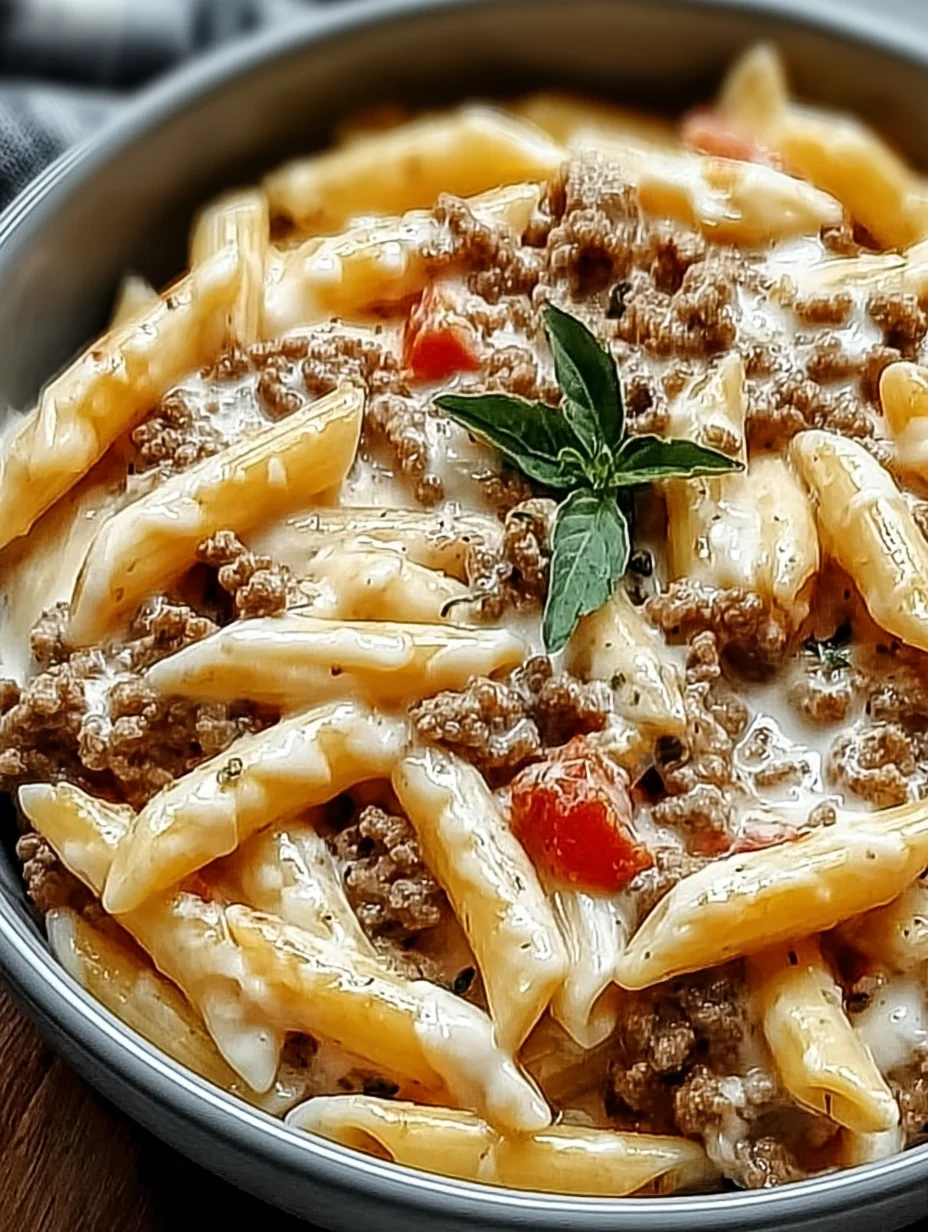 Creamy Rotel Pasta with Ground Beef