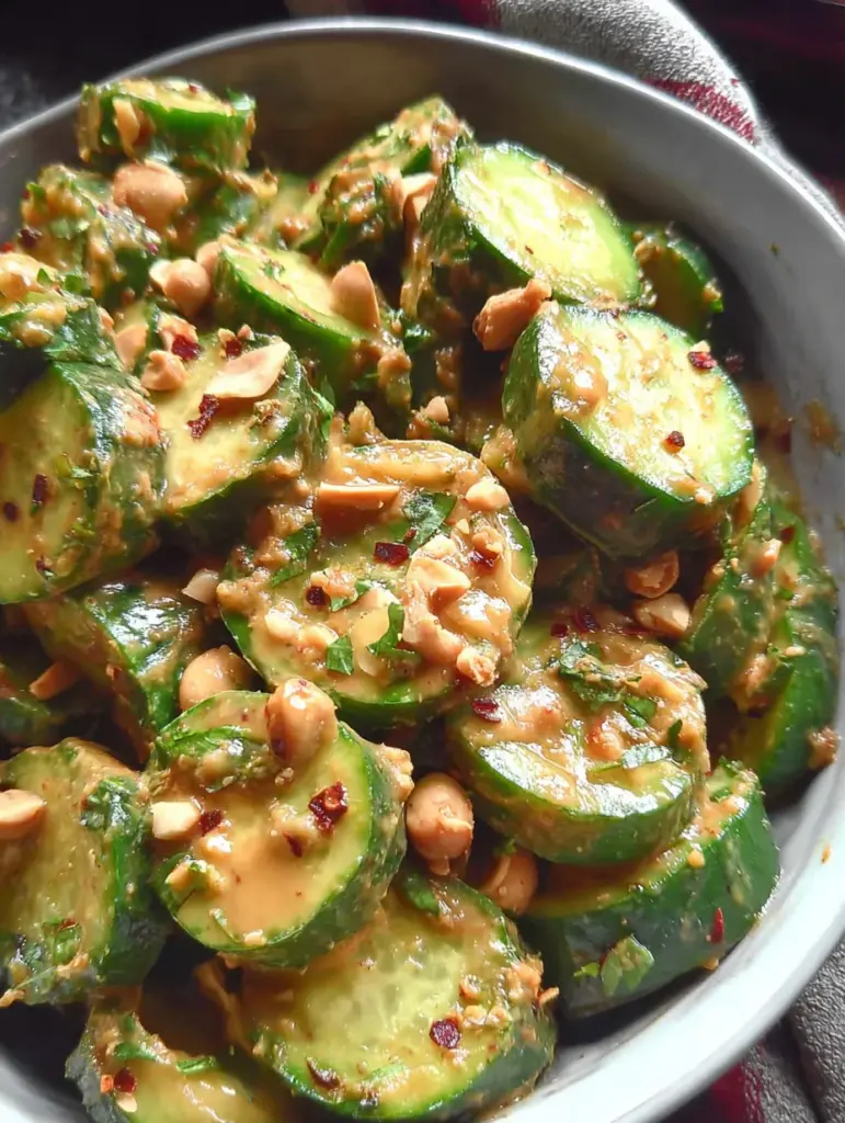 Cucumbers in Spicy Peanut Sauce
