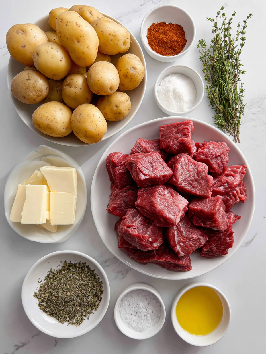 Garlic Butter Beef Bites with Potatoes