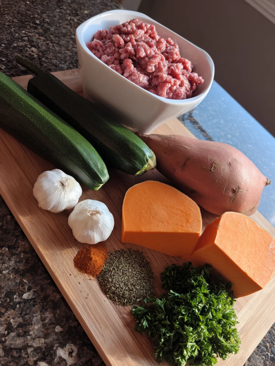Ground Beef Zucchini Sweet Potato Skillet