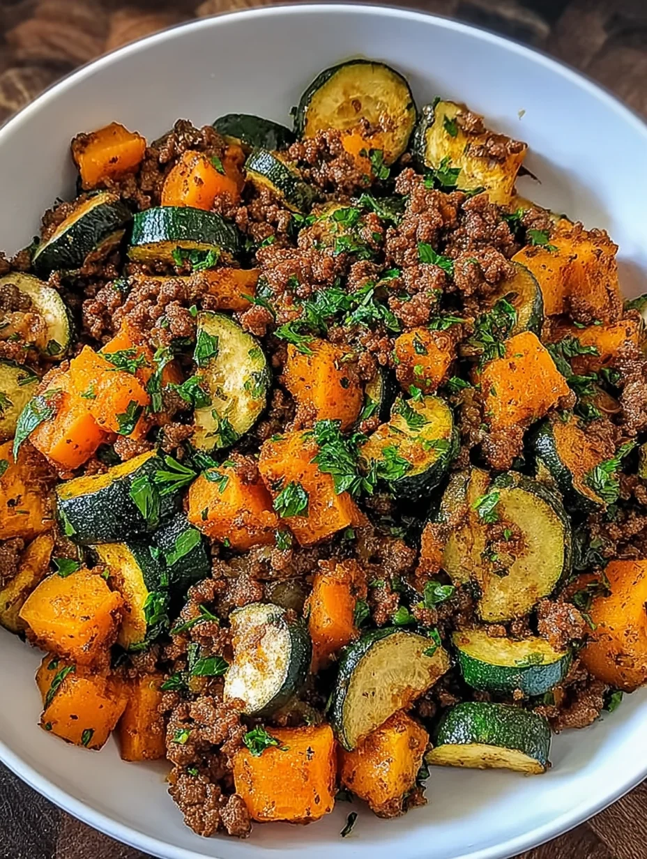 Ground Beef Zucchini Sweet Potato Skillet