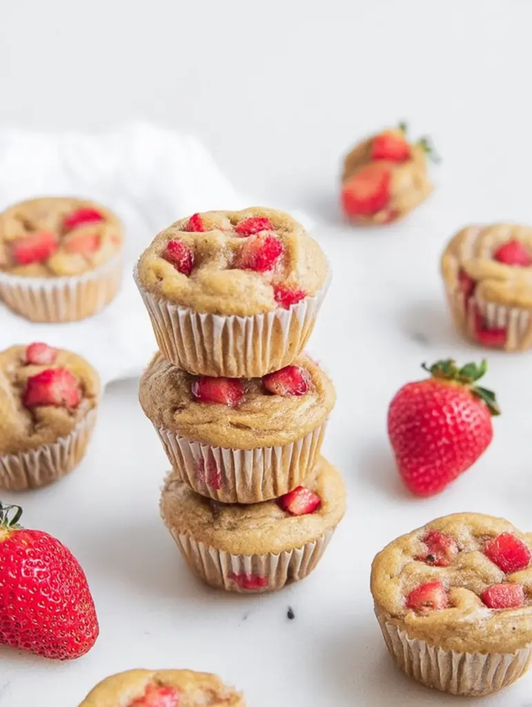 Healthy Strawberry Banana Yogurt Muffins