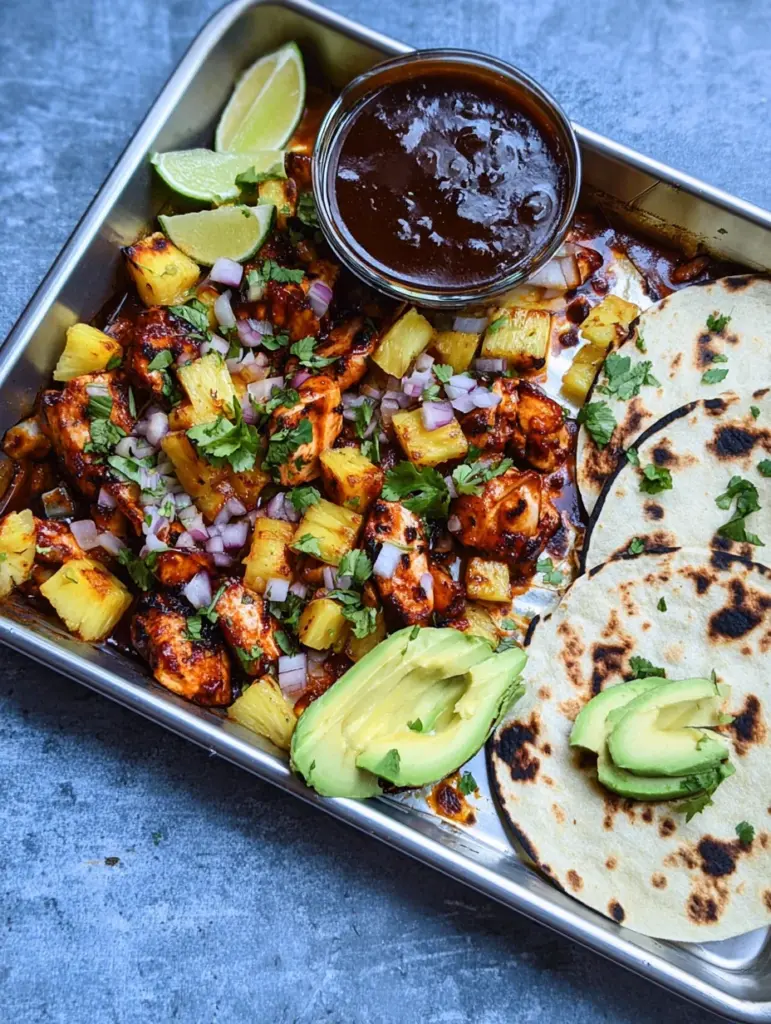 One Pan Chicken & Pineapple Tacos