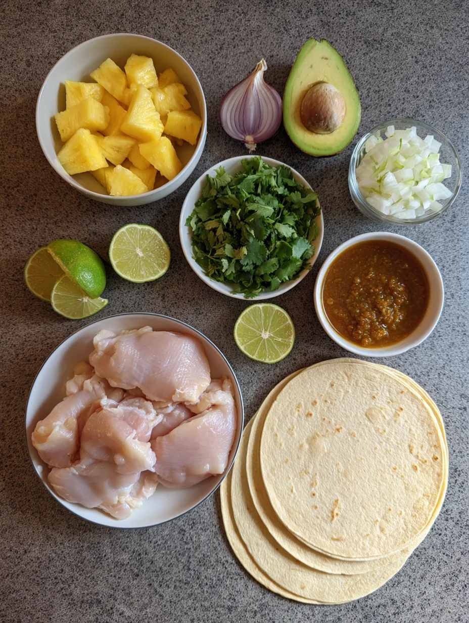 One Pan Chicken & Pineapple Tacos