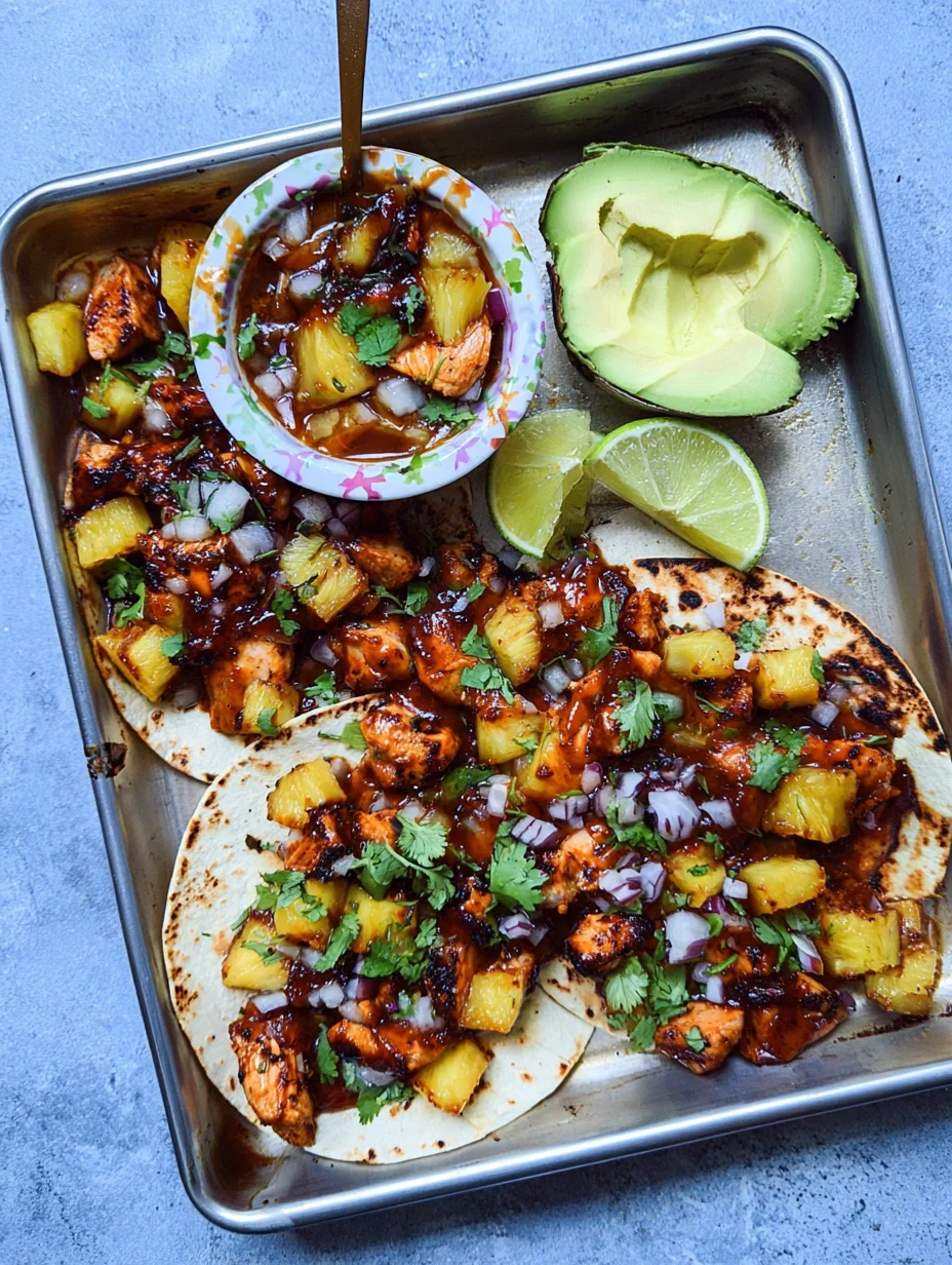 One Pan Chicken & Pineapple Tacos