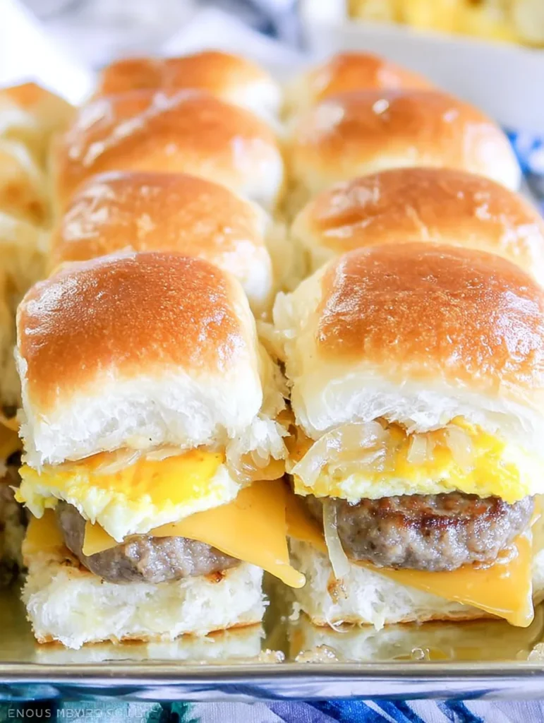 Sausage Egg and Cheese Breakfast Sliders with Syrup Glaze