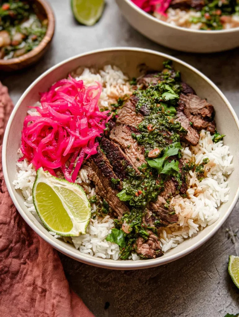 Skirt Steak Rice Bowls with Chimichurri Sauce