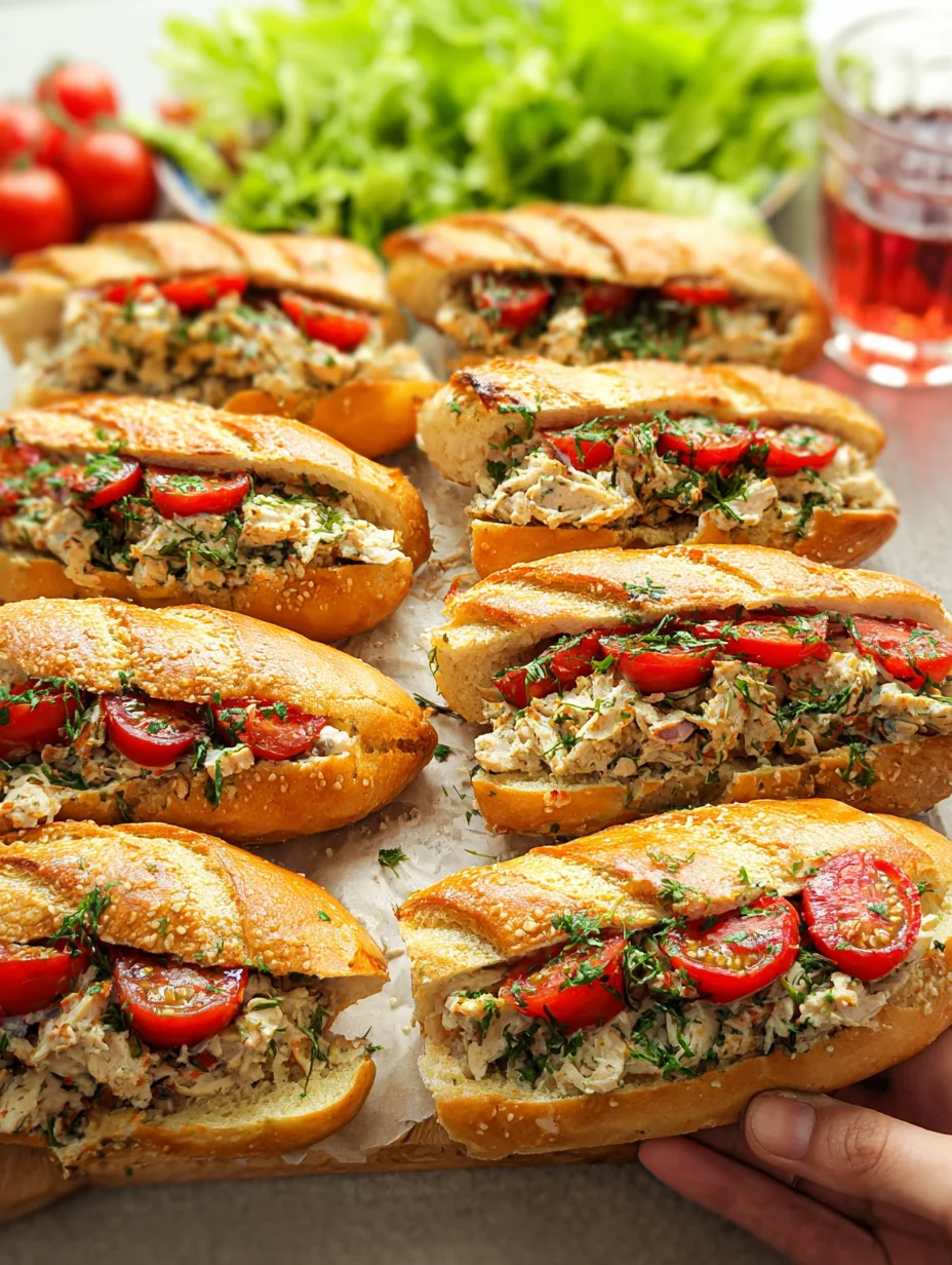 Tomatenbroodjes met kipsalade