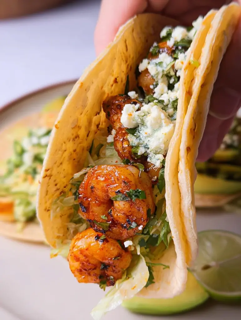 Cilantro Lime Shrimp Tacos with Creamy Slaw