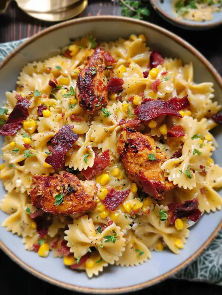 Creamy Chicken and Corn Pasta with Bacon