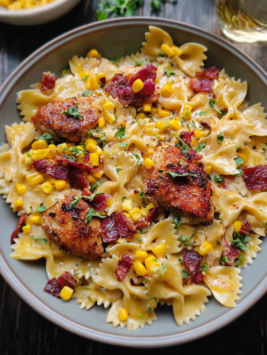 Creamy Chicken and Corn Pasta with Bacon