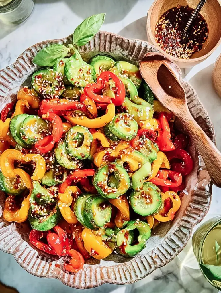 Viral TikTok Cucumber & Bell Pepper Salad
