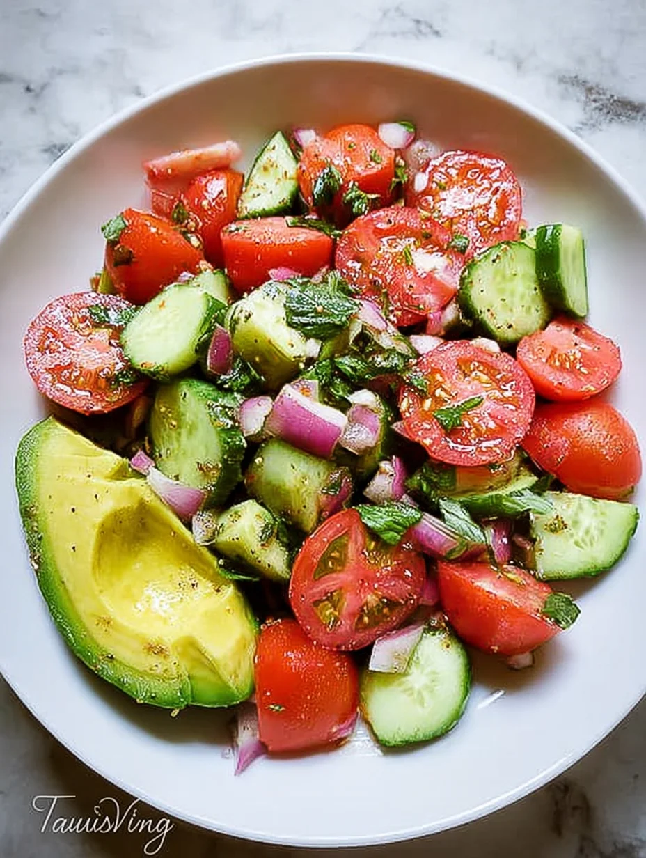 Cucumber Tomato and Avocado Salad