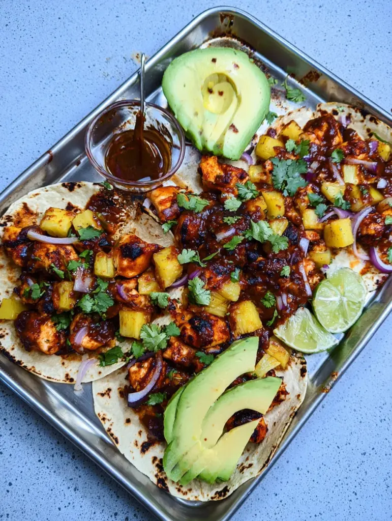 One Pan Chicken & Pineapple Tacos