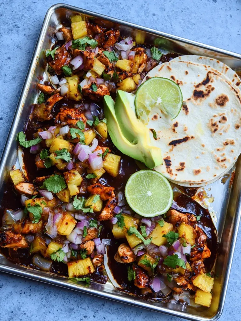 One Pan Chicken & Pineapple Tacos