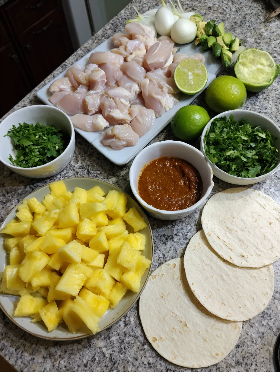 One Pan Chicken & Pineapple Tacos
