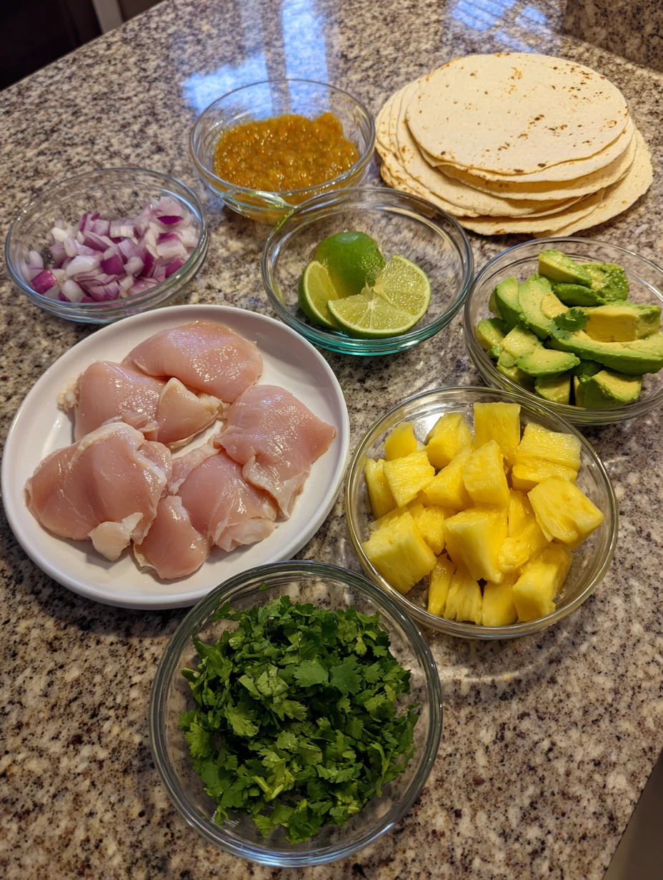 One Pan Chicken & Pineapple Tacos