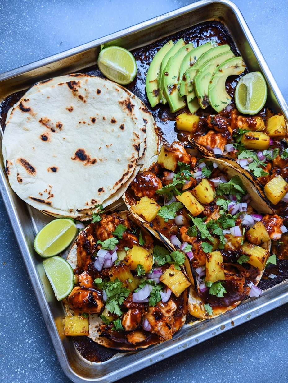 One Pan Chicken & Pineapple Tacos