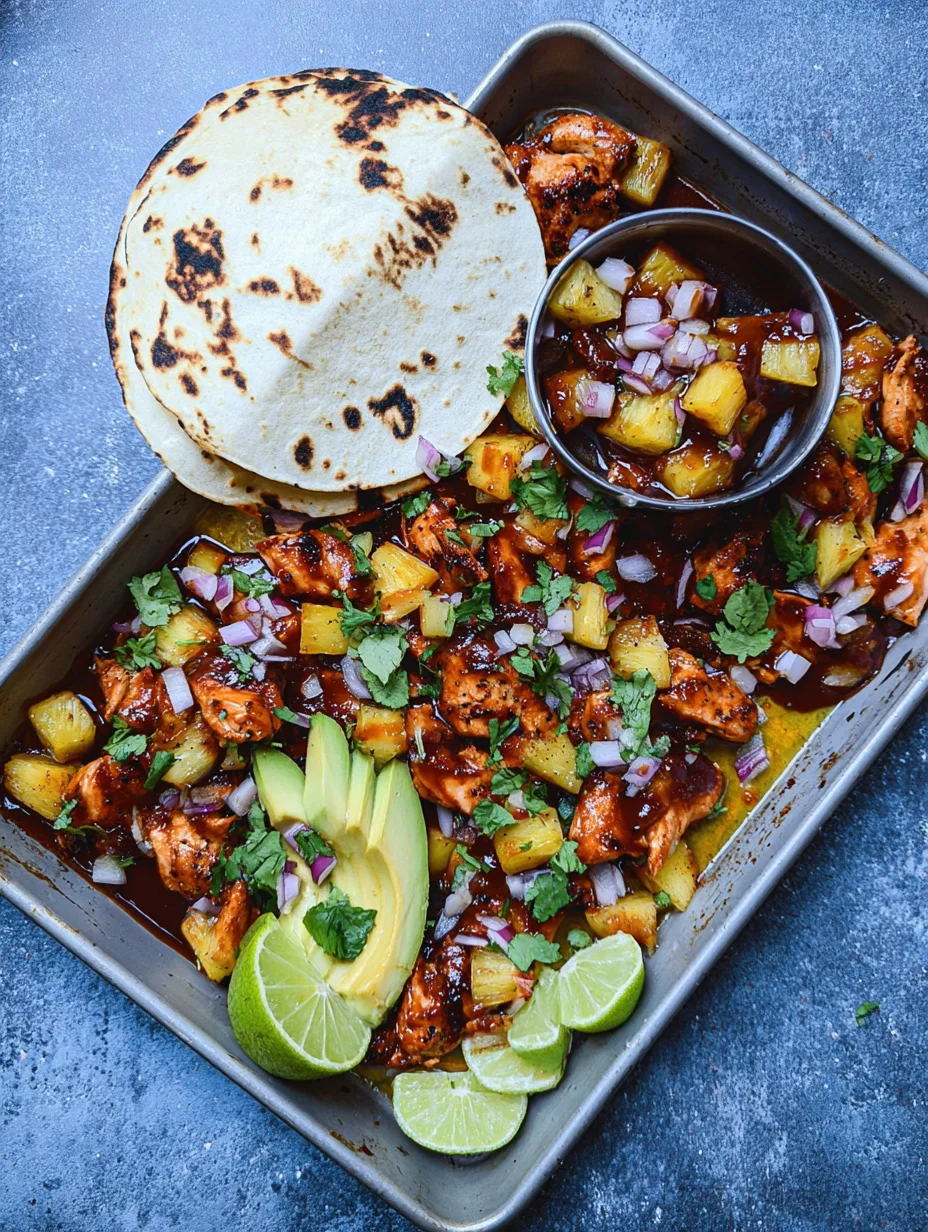 One Pan Chicken & Pineapple Tacos