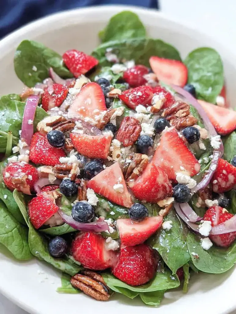Spinach Strawberry Salad with Feta Cheese