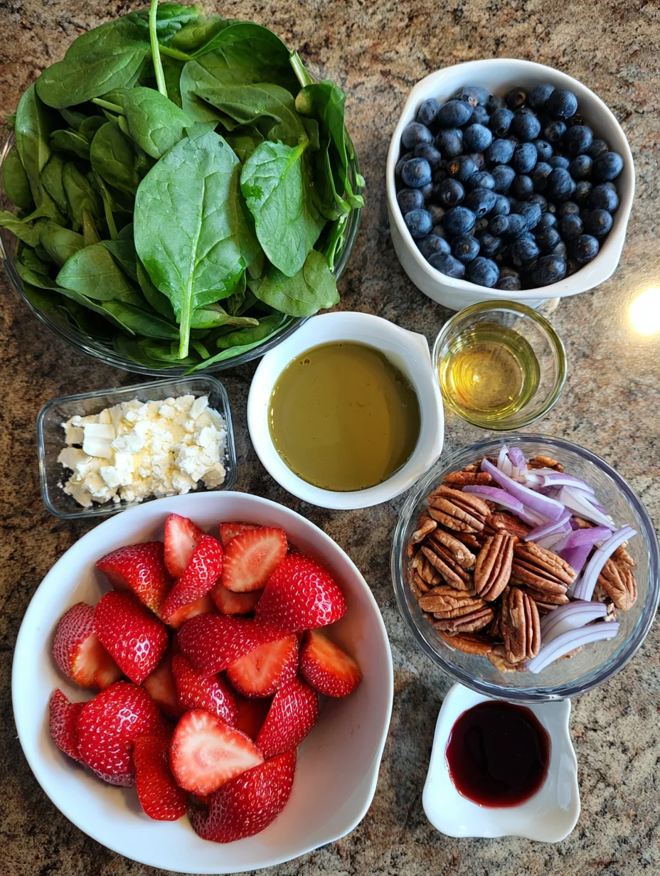 Spinach Strawberry Salad with Feta Cheese