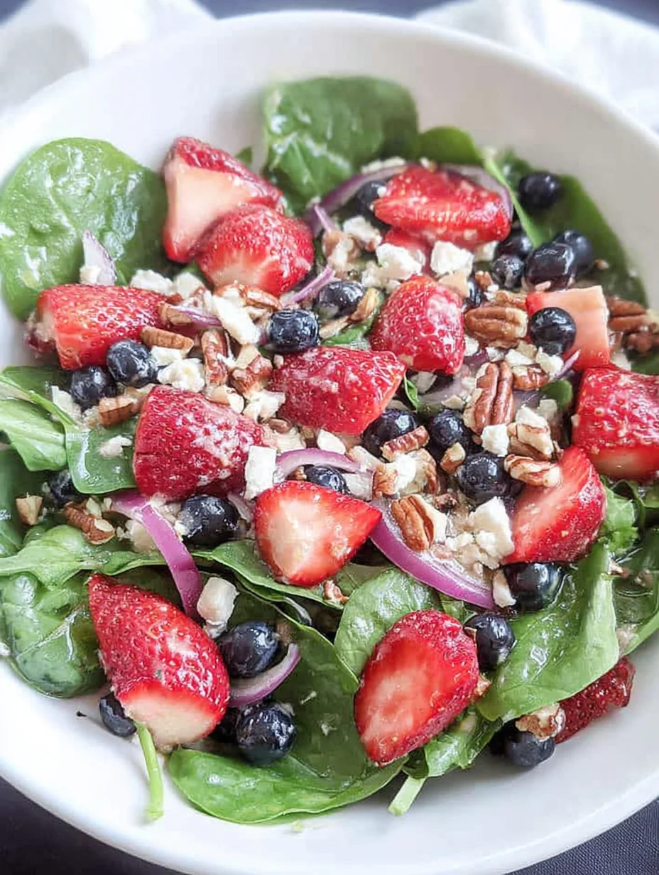 Spinach Strawberry Salad with Feta Cheese