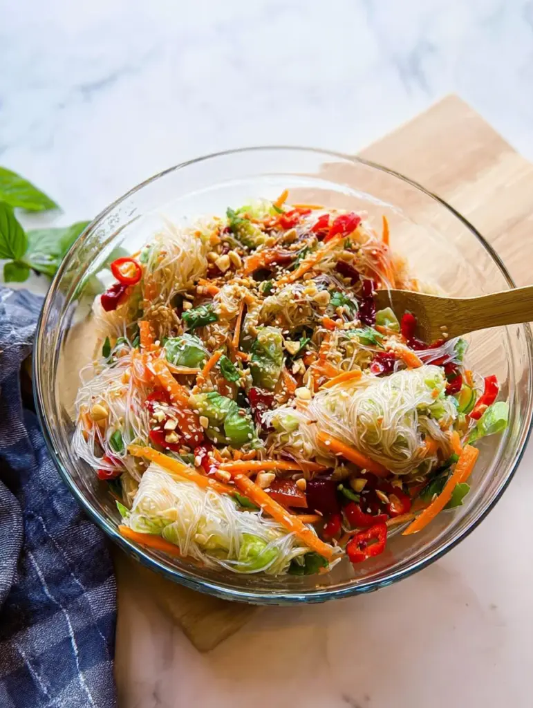 Spring Roll Salad with Spicy Ginger Dressing