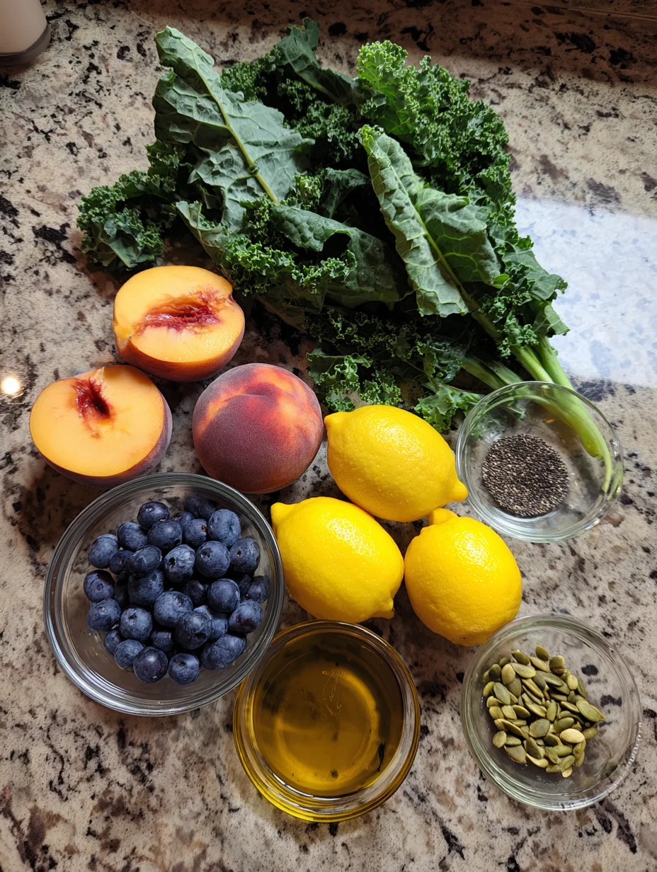 Summer Peach Blueberry Kale Salad