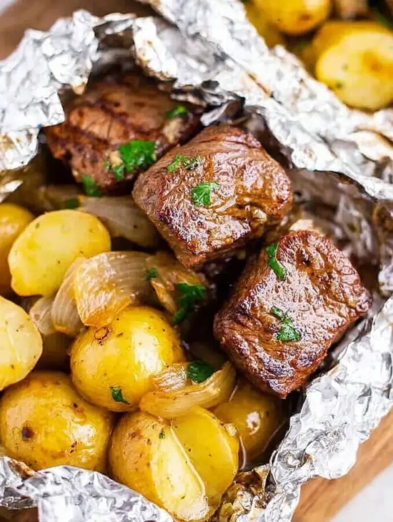 Garlic Butter Steak and Potato Foil Packets