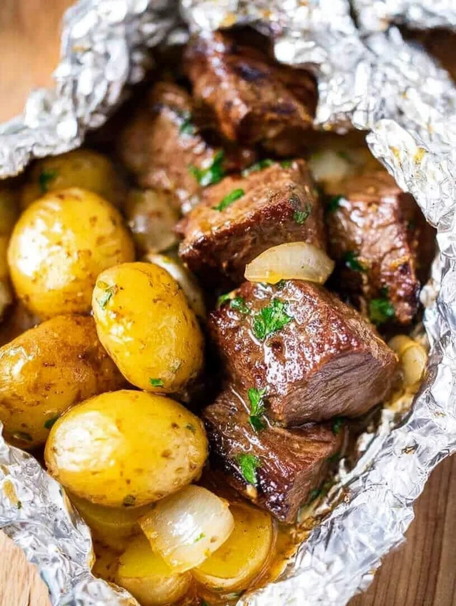 Garlic Butter Steak and Potato Foil Packets